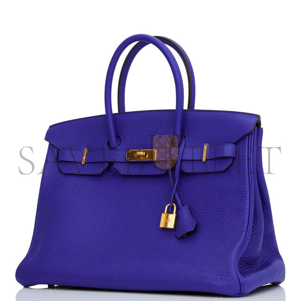 H**mes special order (hss) birkin 35 bleu electric verso clemence gold hardware (35*25*18cm)