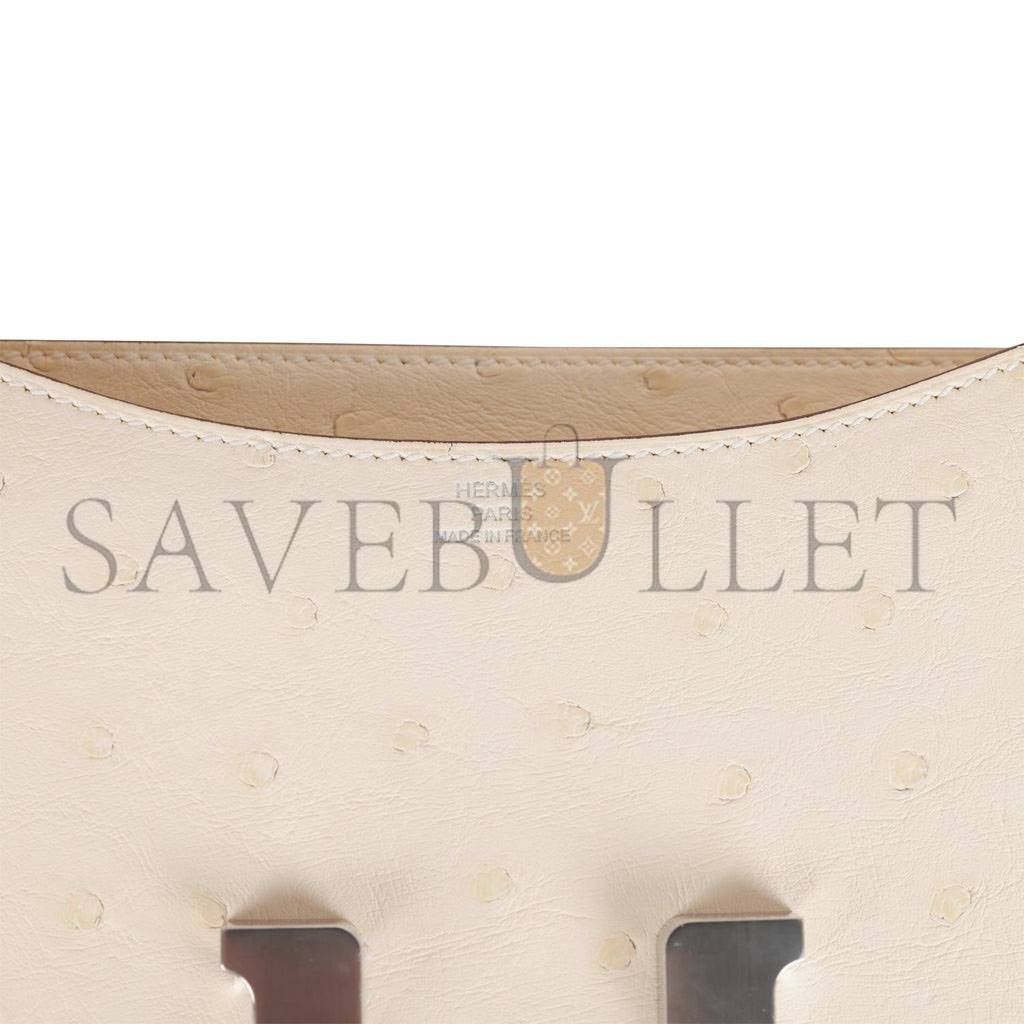 H**mes constance 18 nata ostrich palladium hardware 39857367875678 (18cm)