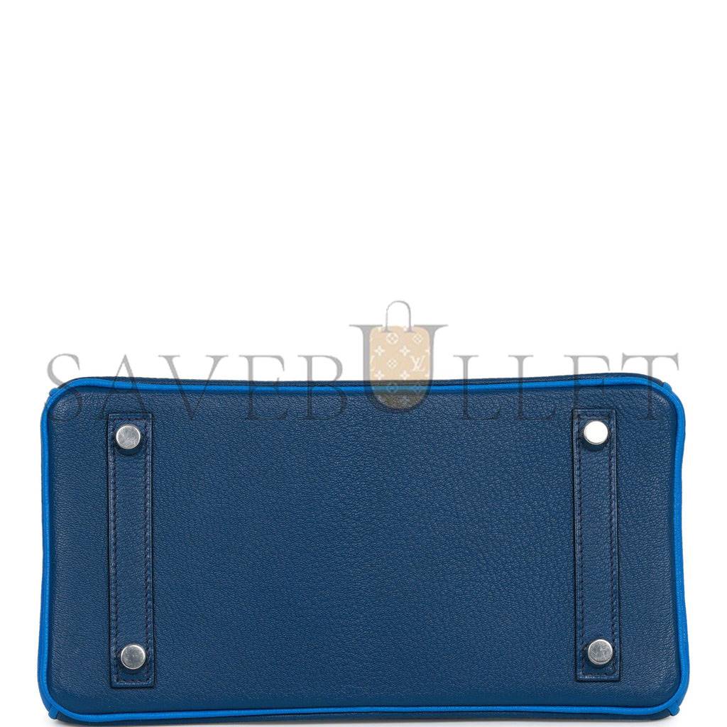 H**mes special order (hss) birkin 25 bleu hydra and bleu saphir chÈvre brushed palladium hardware handmade (25cm)