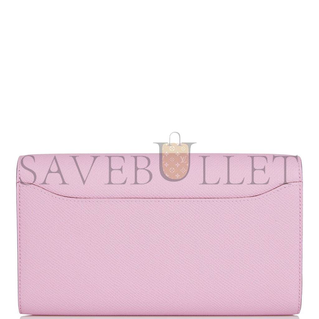H**mes constance wallet to go mauve sylvestre epsom palladium hardware (22*11cm)