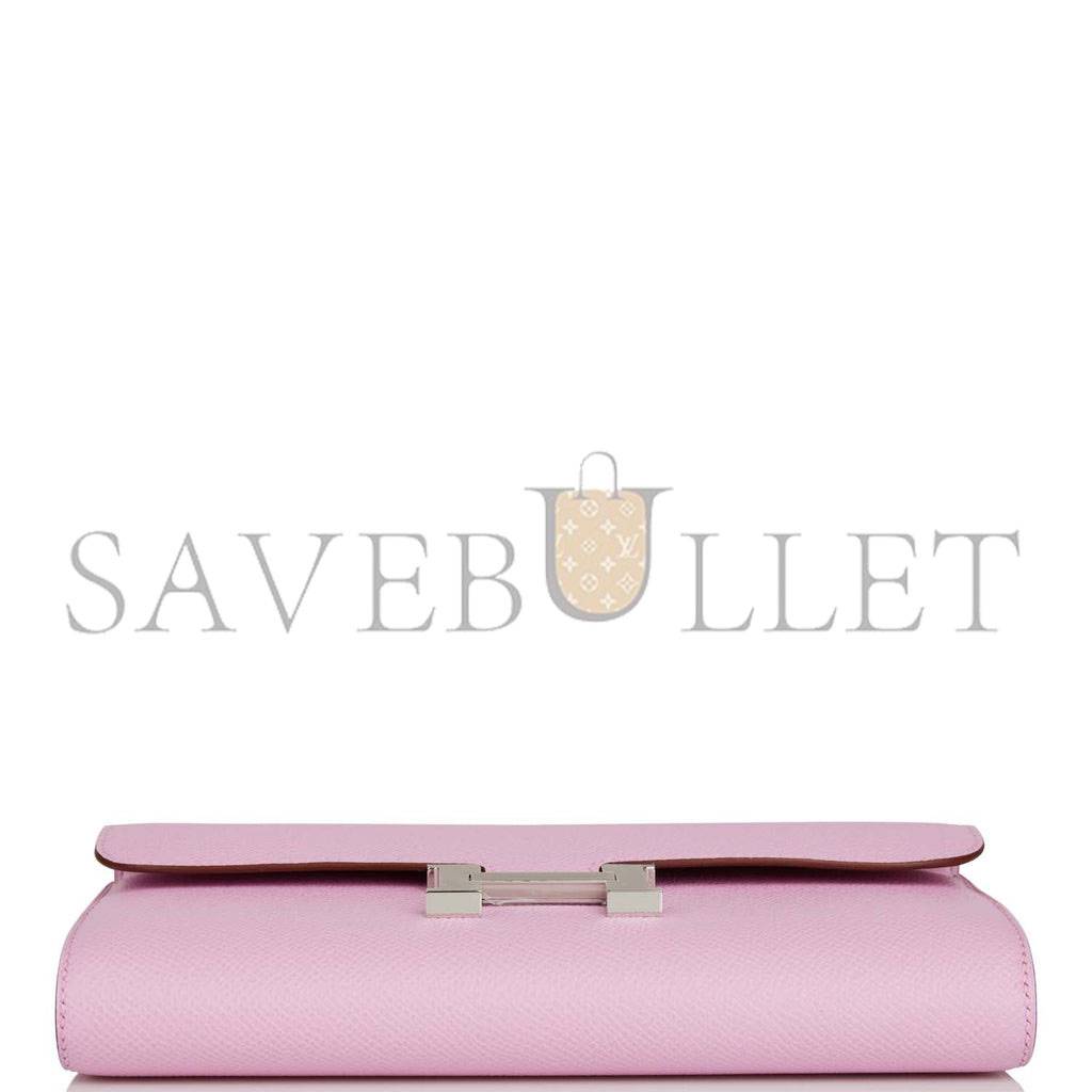 H**mes constance wallet to go mauve sylvestre epsom palladium hardware (22*11cm)