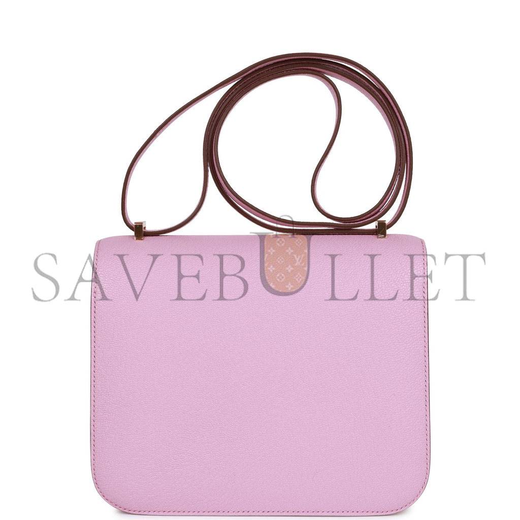 H**mes constance 18 mauve sylvestre chevre rose gold hardware (18cm)