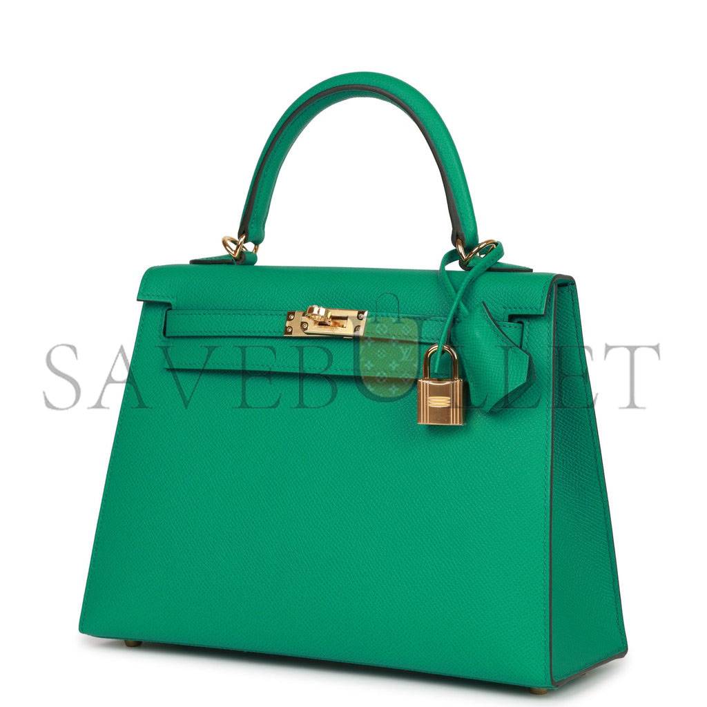 H**mes kelly sellier 25 vert jade epsom gold hardware handmade (25*17*7cm)