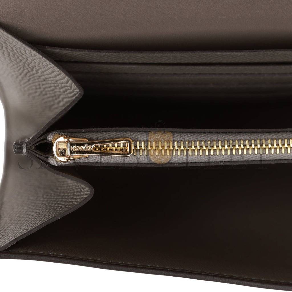 H**mes constance wallet to go gris meyer epsom gold hardware (20.5 x 13 x 2cm)