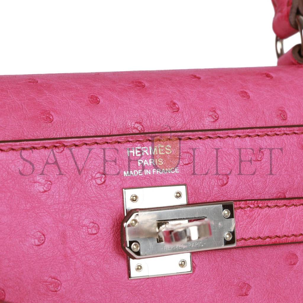 H**mes kelly sellier 25 fuchsia ostrich palladium hardware (25*17*7cm)
