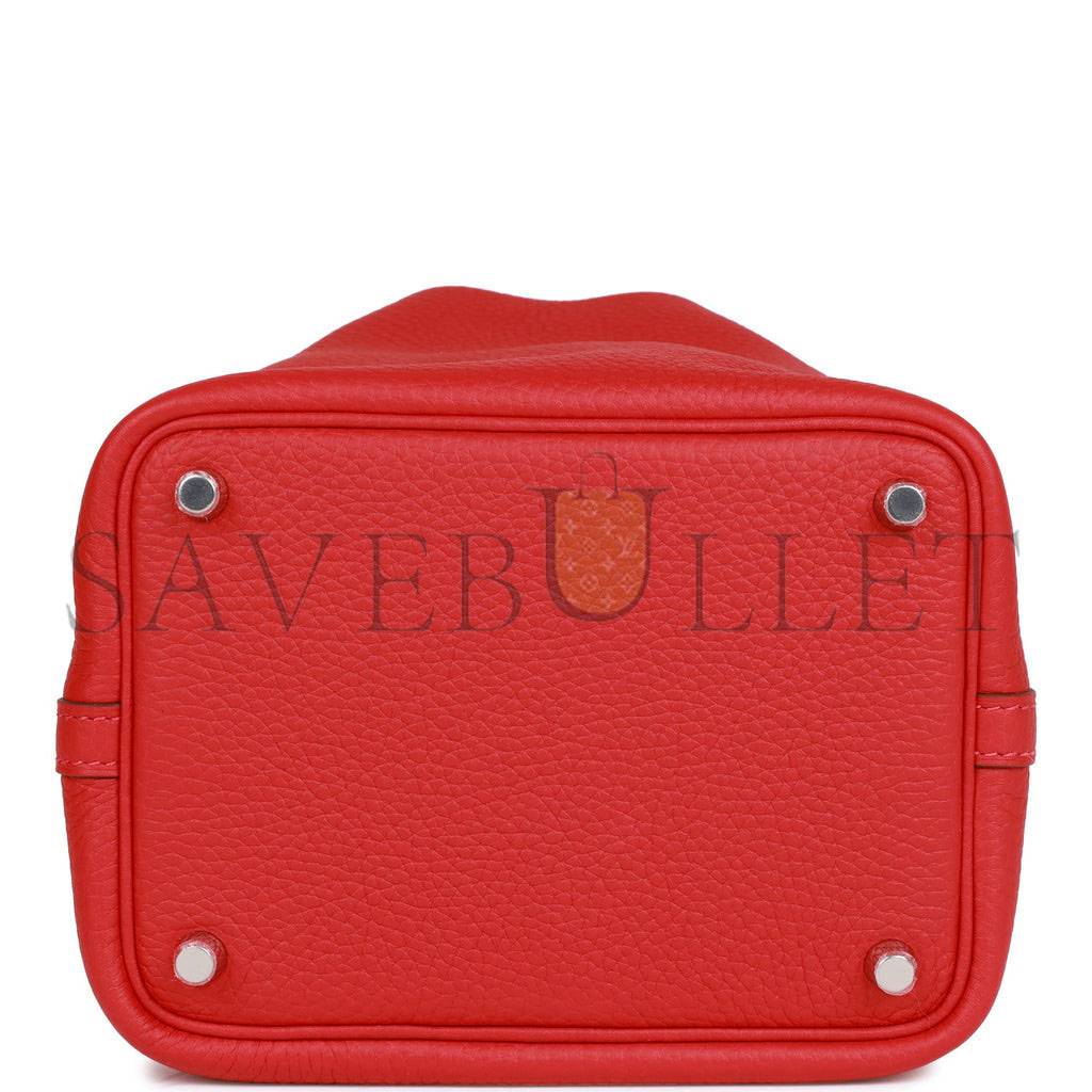 H**mes picotin lock 18 vermillion clemence palladium hardware (18*13*18cm)