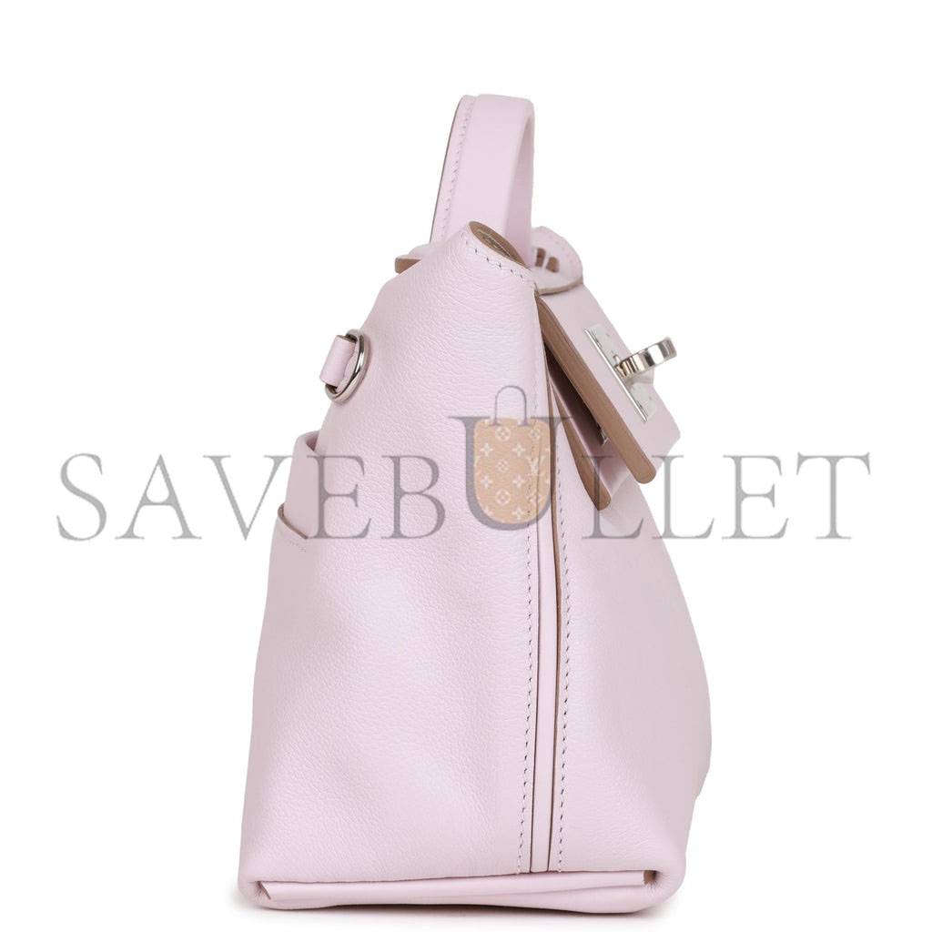 H**mes mini 2424 bag mauve pale verso evercolor and swift palladium hardware (23*17*11cm)