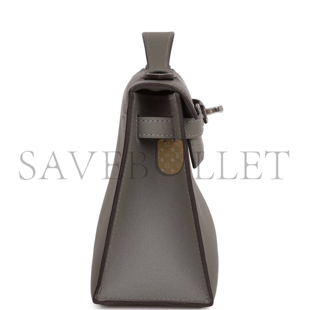 H**mes mini kelly pochette gris meyer swift palladium hardware (22*14*7cm)