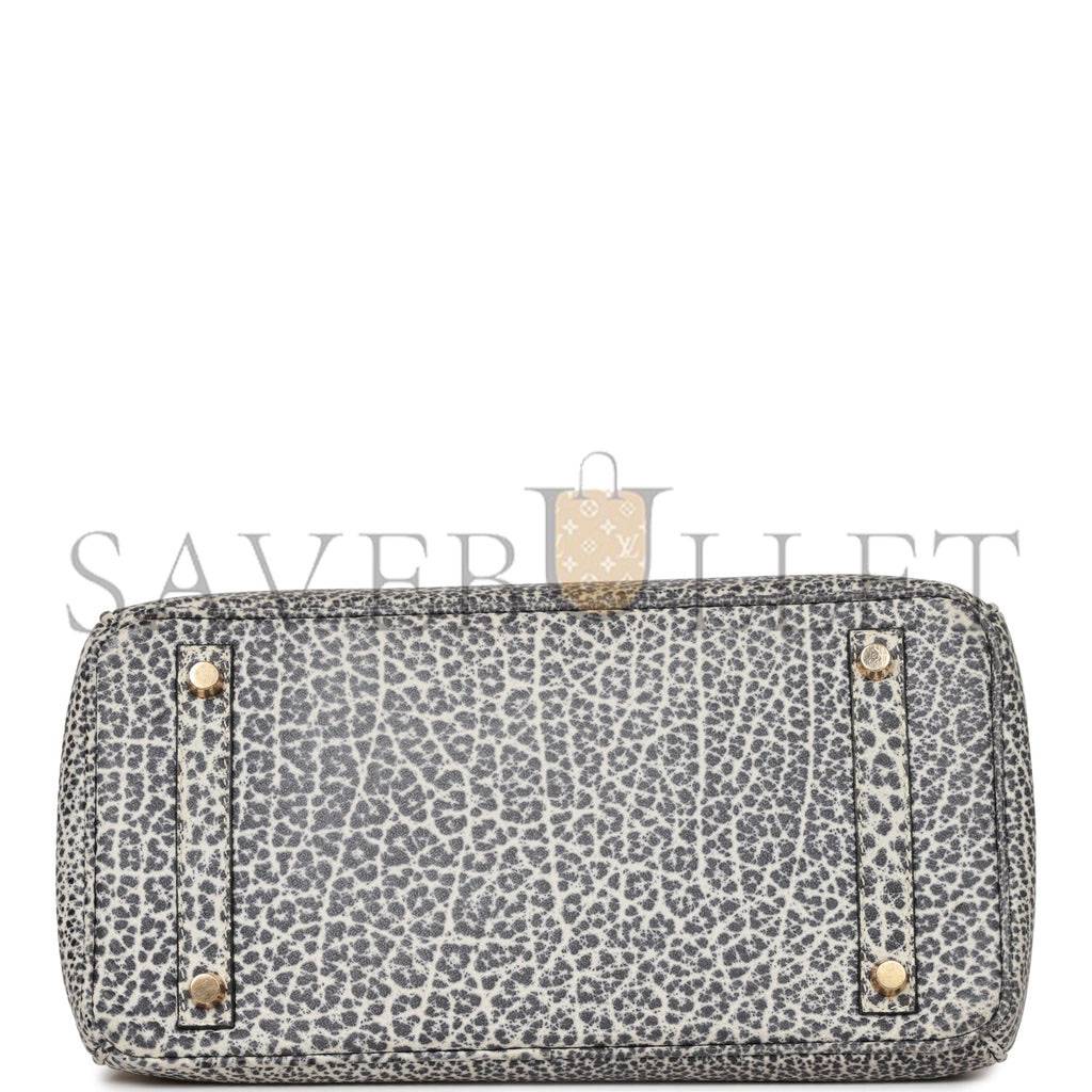 H**mes vintage H**mes birkin 30 white dalmatian buffalo gold hardware (30*22*16cm)