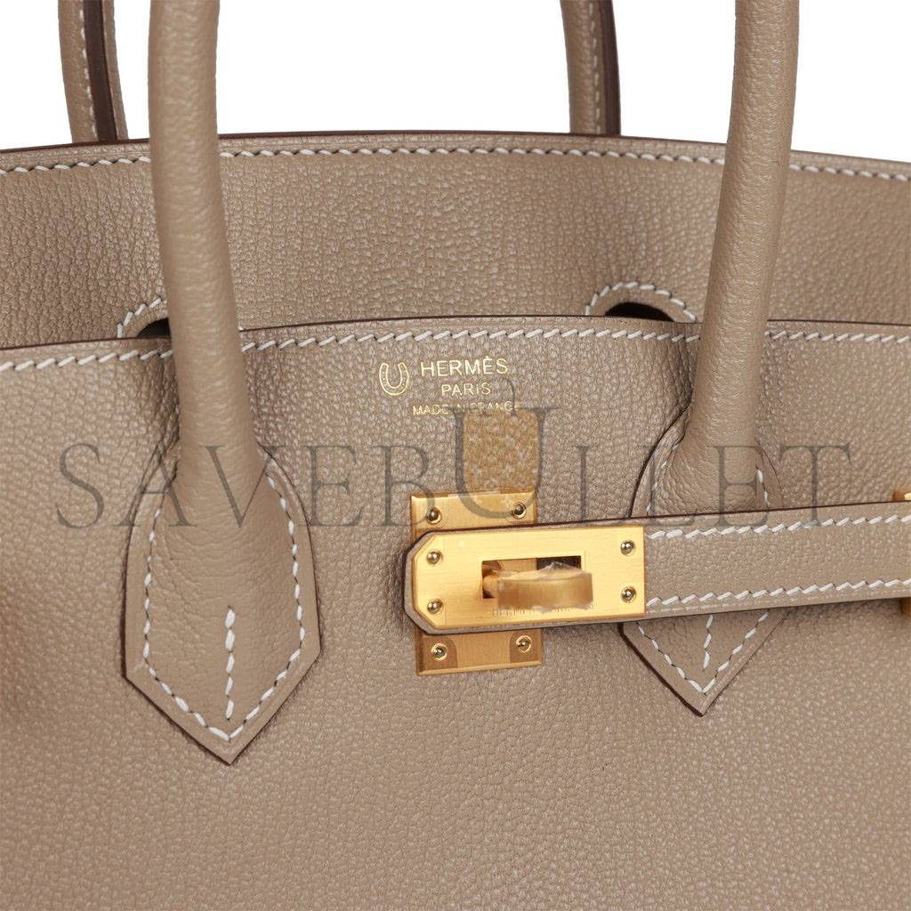 H**mes special order (hss) birkin 25 gris tourterelle verso chevre brushed gold hardware handmade (25cm)