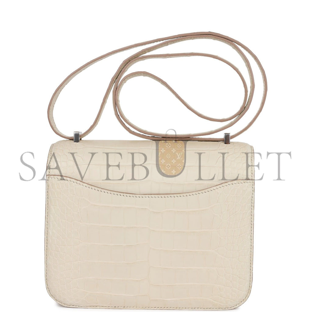 H**mes constance 18 beton matte alligator palladium hardware (18cm)