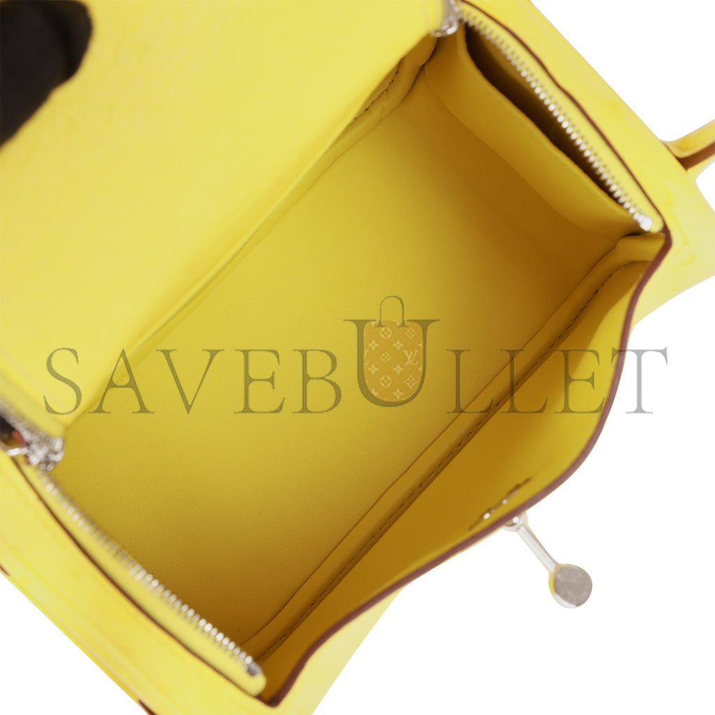 H**mes mini lindy jaune citron ostrich palladium hardware (19*12.5*9)