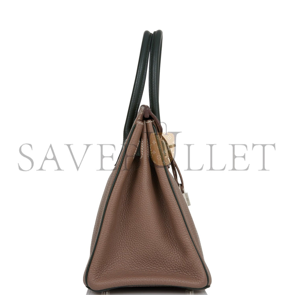 H**mes special order (hss) birkin 30 etoupe and vert fonce togo brushed palladium hardware ( 30cm*22*16cm)