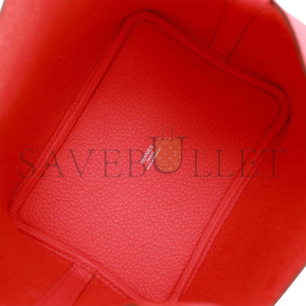 H**mes picotin lock 18 rose texas clemence palladium hardware (18*13*18cm)