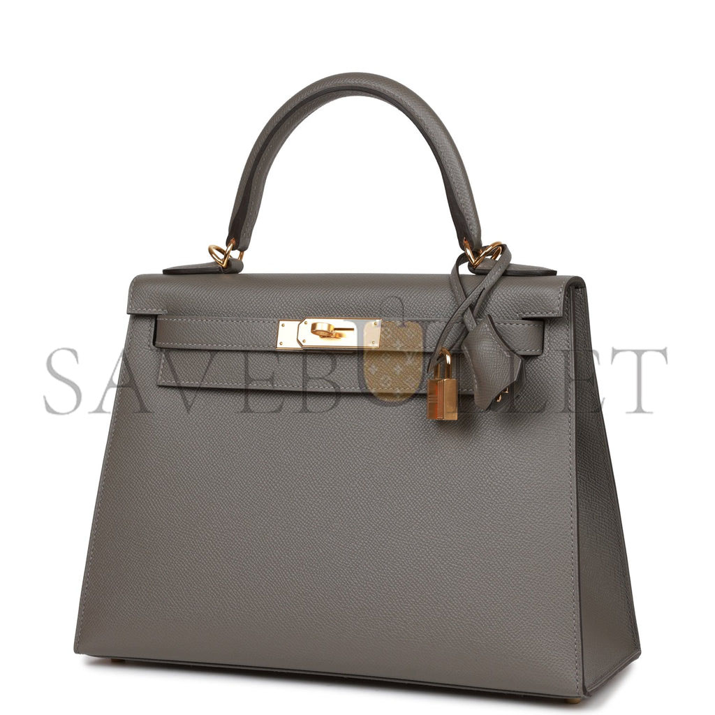 H**mes kelly sellier 28 gris meyer epsom gold hardware (28*22*10cm)