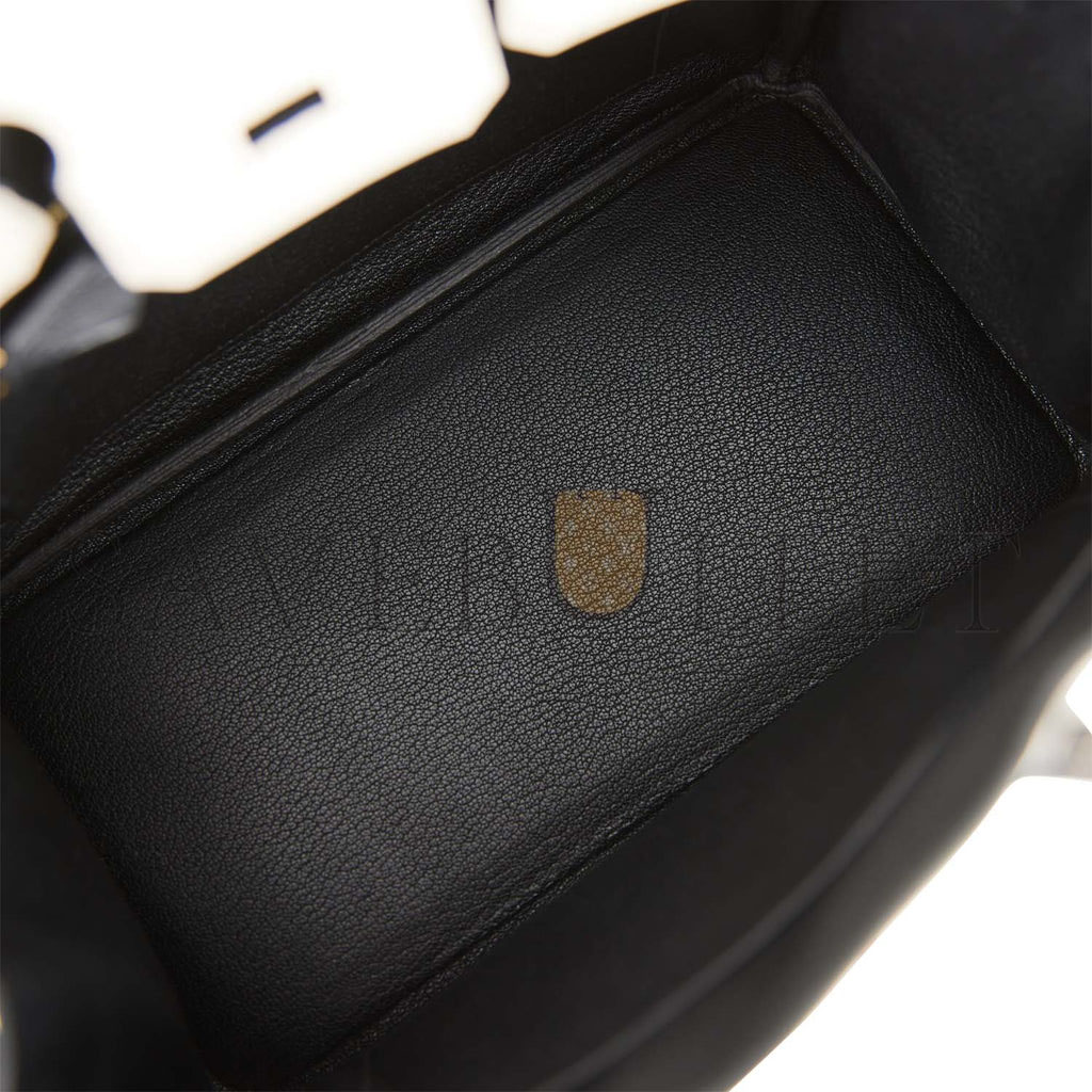 H**mes special order (hss) birkin 25 craie and black togo brushed gold hardware handmade (25cm)