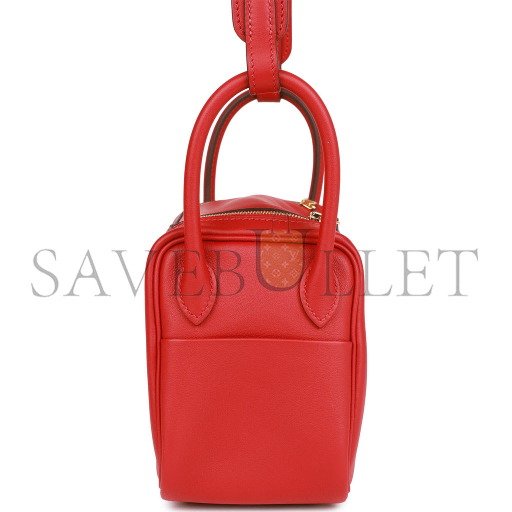 H**mes mini lindy rouge piment swift gold hardware (19*12.5*9)