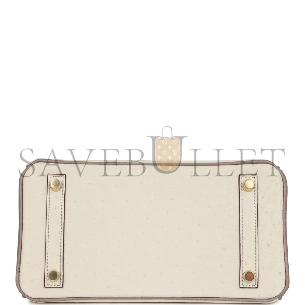 H**mes special order (hss) birkin 25 beton and gris asphalte ostrich brushed gold hardware handmade (25cm)