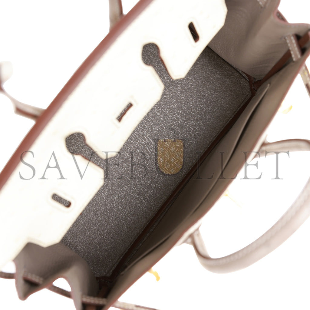 H**mes special order (hss) birkin 25 beton and gris asphalte ostrich brushed gold hardware handmade (25cm)