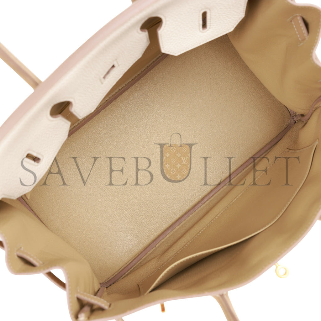 H**mes special order (hss) birkin 35 craie and trench clemence brushed gold hardware (35*25*18cm)
