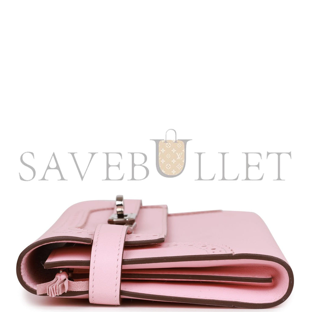 H**mes ghillies kelly wallet rose sakura swift palladium hardware (20cm)