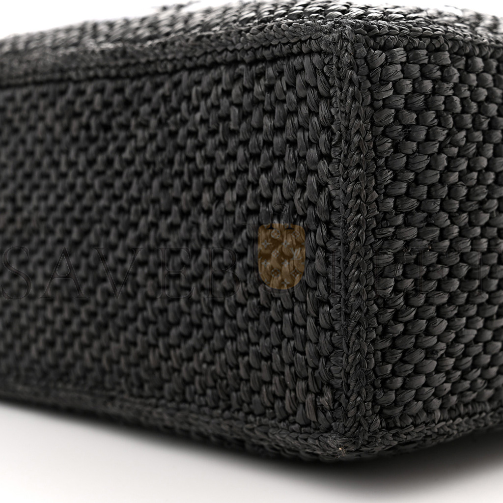 l*ew* raffia small paula ibiza logo tote black white (23*19*10cm)