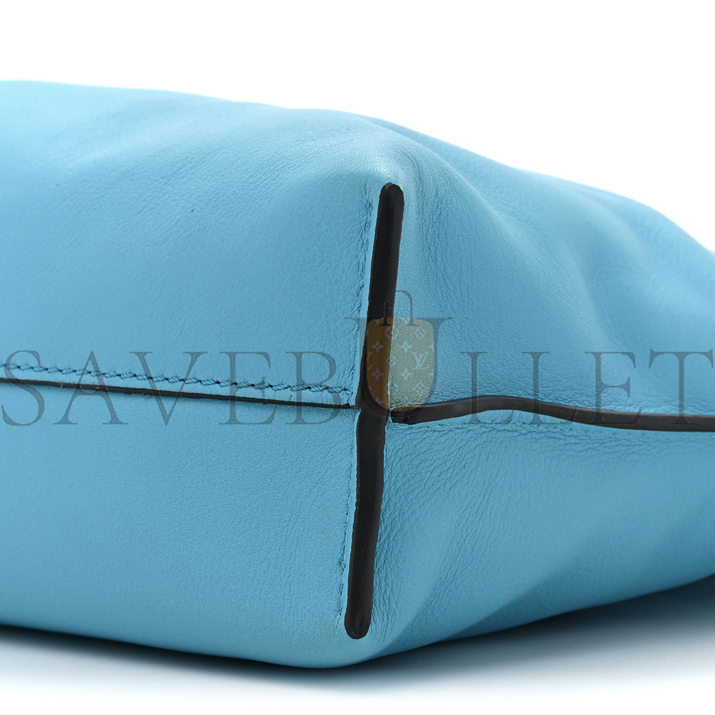 l*ew* calfskin mini flamenco knot bag cyan (22*18*7cm)