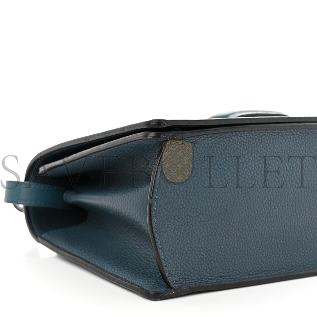l*ew* grained calfskin medium barcelona shoulder bag indigo (23*15*8cm)