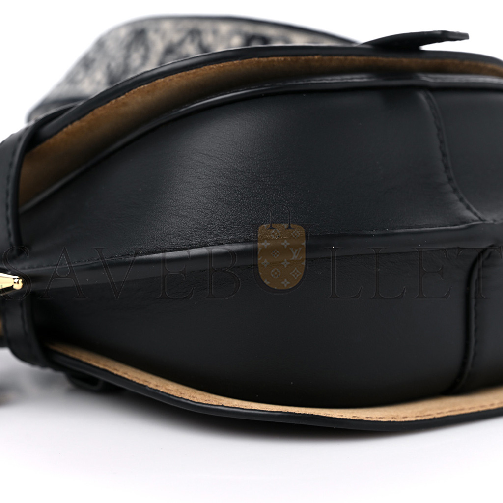 l*ew* calfskin jacquard mini gate dual bag black (21*13*9cm)