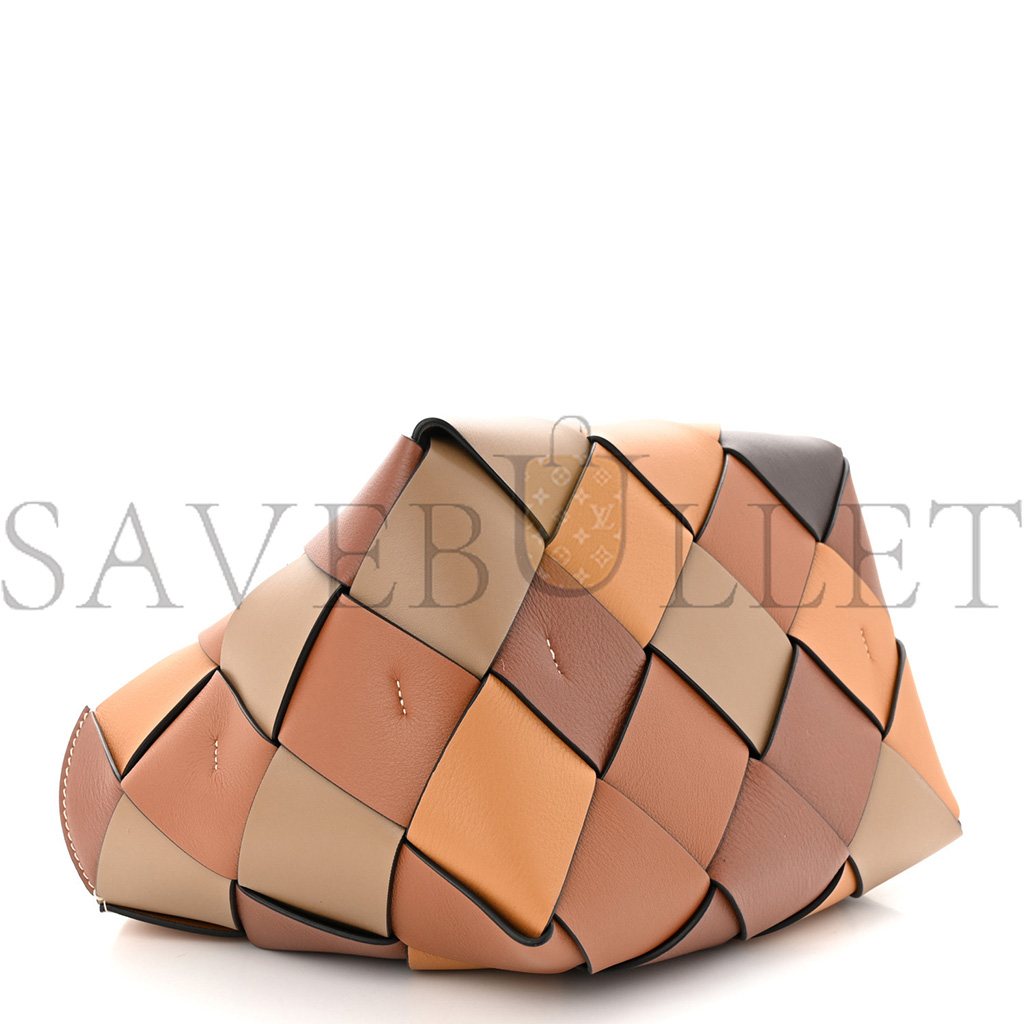 l*ew* calfskin small woven basket surplus bag brown (23*22*15cm)