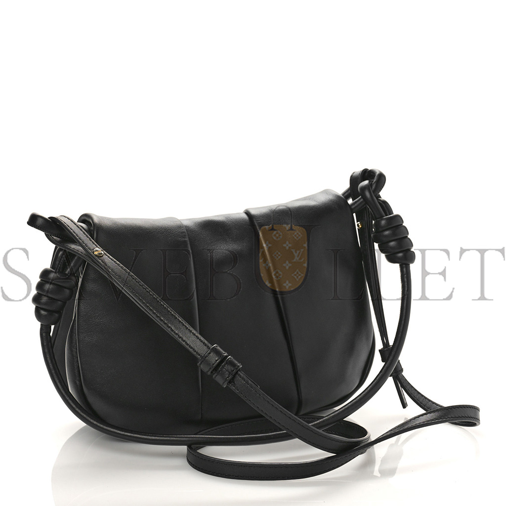 l*ew* shiny nappa calfskin paseo satchel black (27*18*6cm)