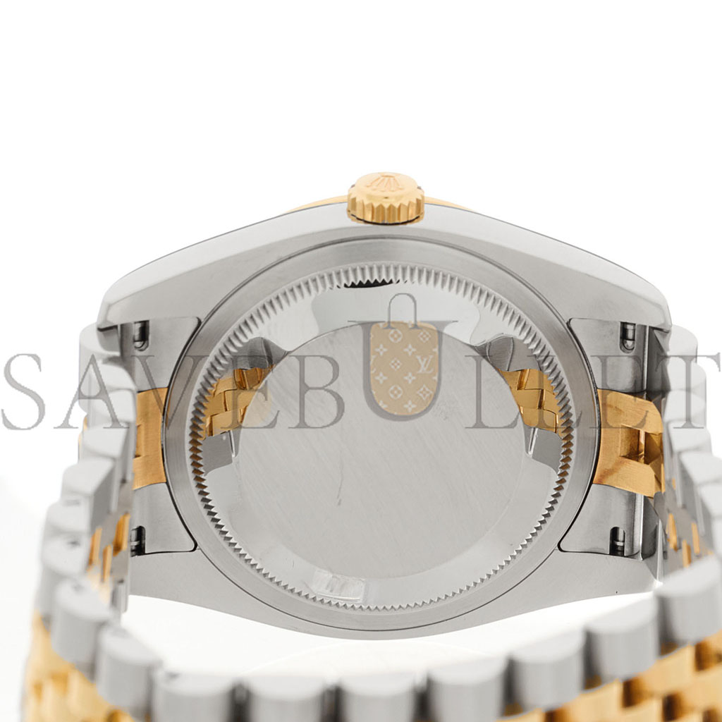 r*l*x stainless steel 18k yellow gold Di*m*nd black mother of pearl 36mm oyster perpetual datejust watch 116243