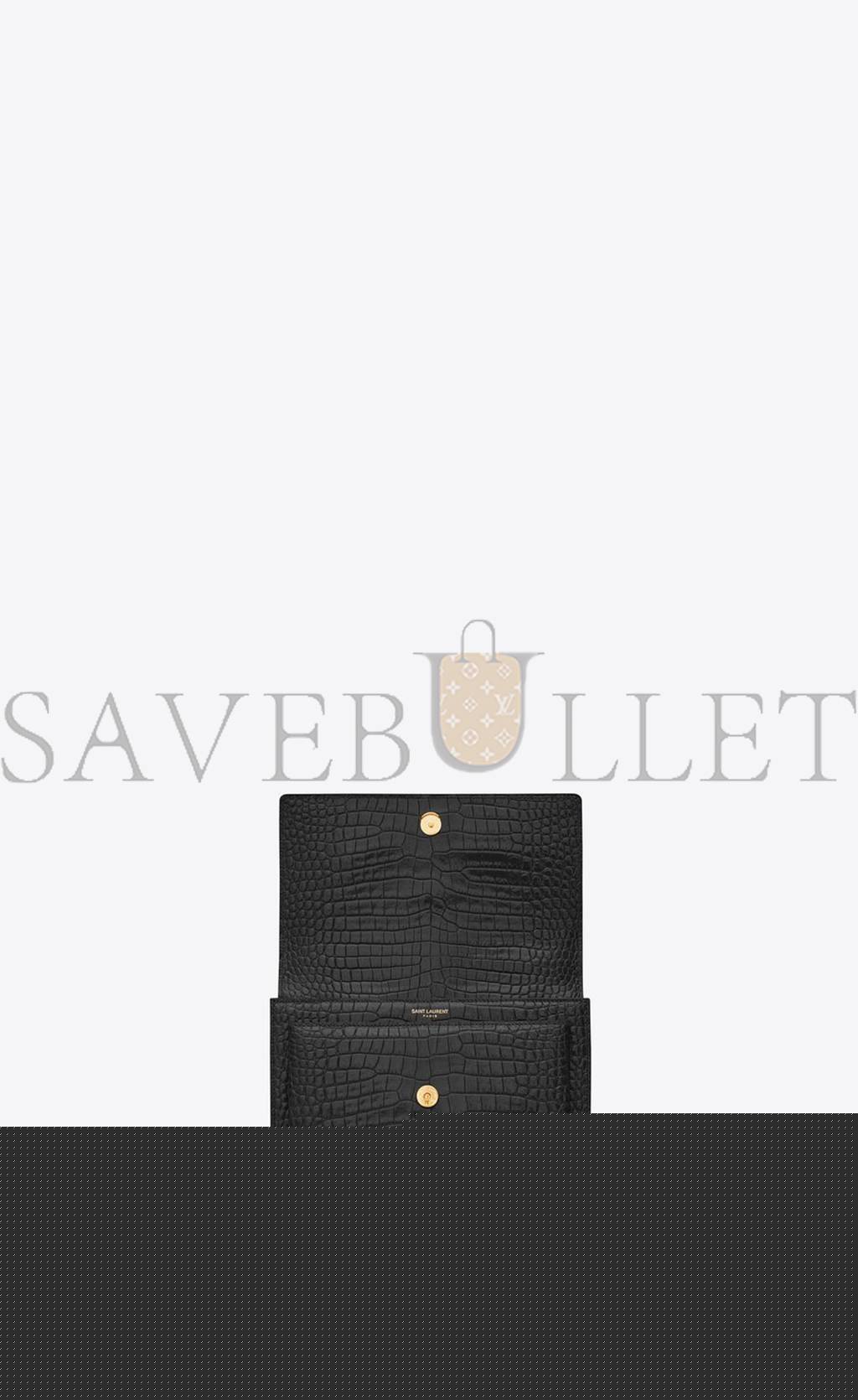 Y*L sunset medium chain bag in crocodile-embossed shiny leather 442906dnd0j1000 (22*16*6.5cm)