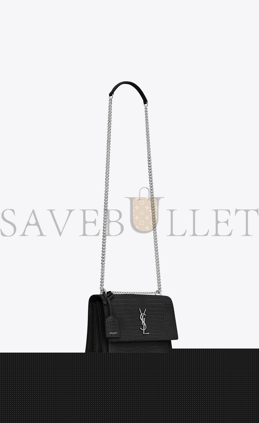 Y*L sunset medium chain gab in crocodile-embossed shiny leather 442906dnd0n1000 (22*16*6.5cm)