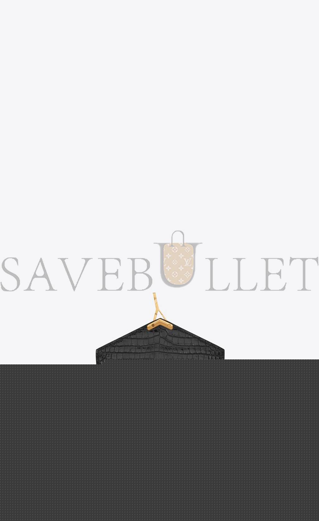 Y*L cassandra mini top handle bag in crocodile-embossed shiny leather 623930dnd0j1000 (20*16*7.5cm)