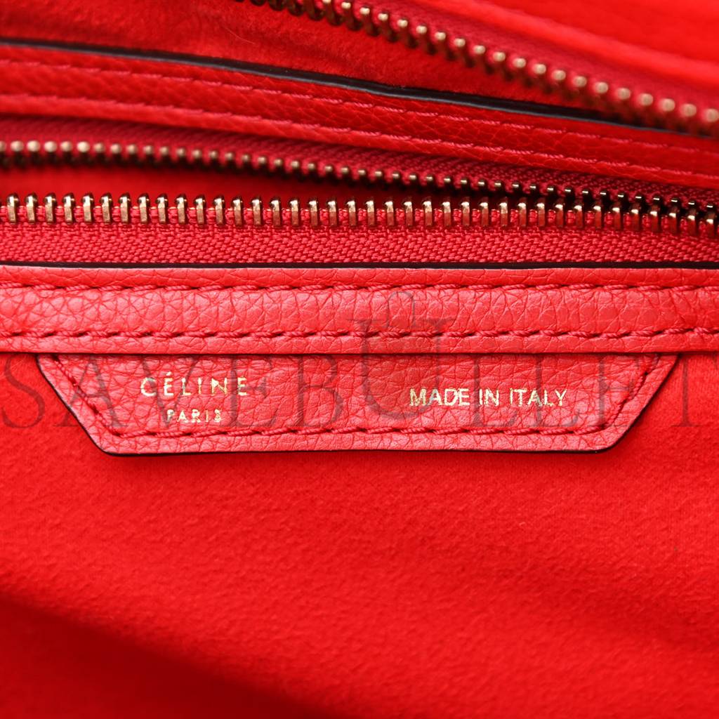 Ce**e drummed calfskin mini luggage coquelicot (32*30*18cm)