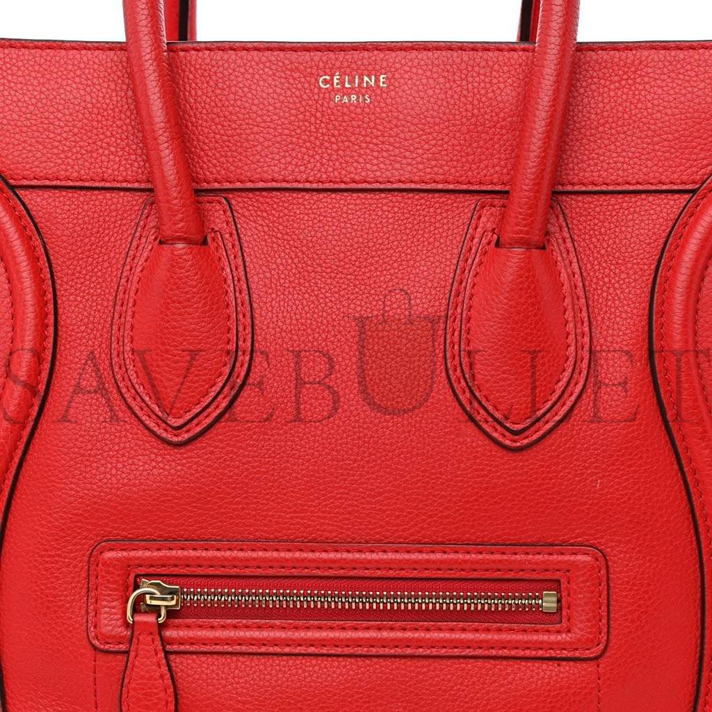 Ce**e drummed calfskin mini luggage coquelicot (32*30*18cm)