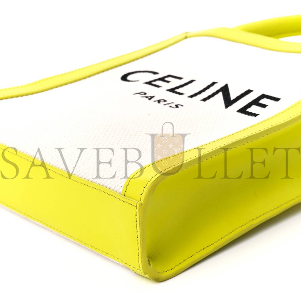 Ce**e canvas calfskin mini vertical cabas neon yellow (20*17*4cm)