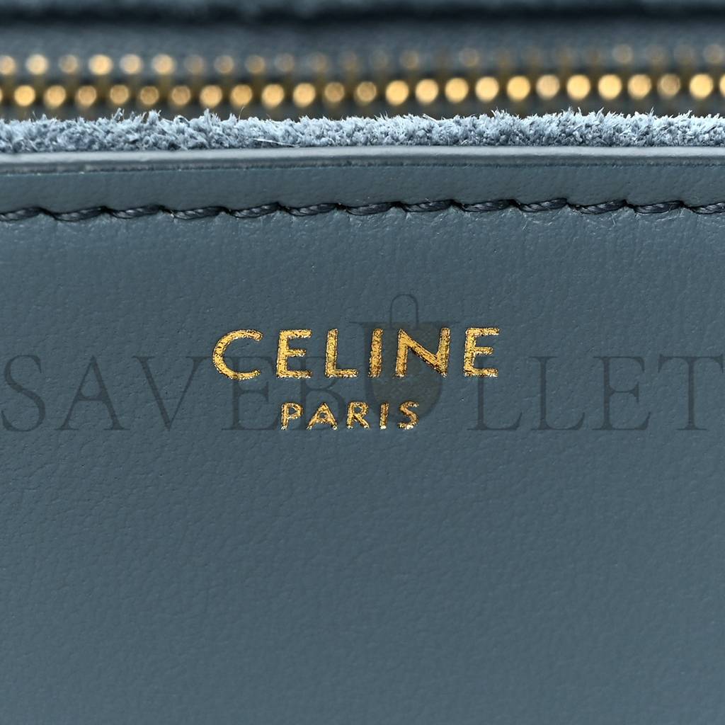 Ce**e smooth calfskin teen soft 16 shoulder bag blue grey (24*17*8cm)