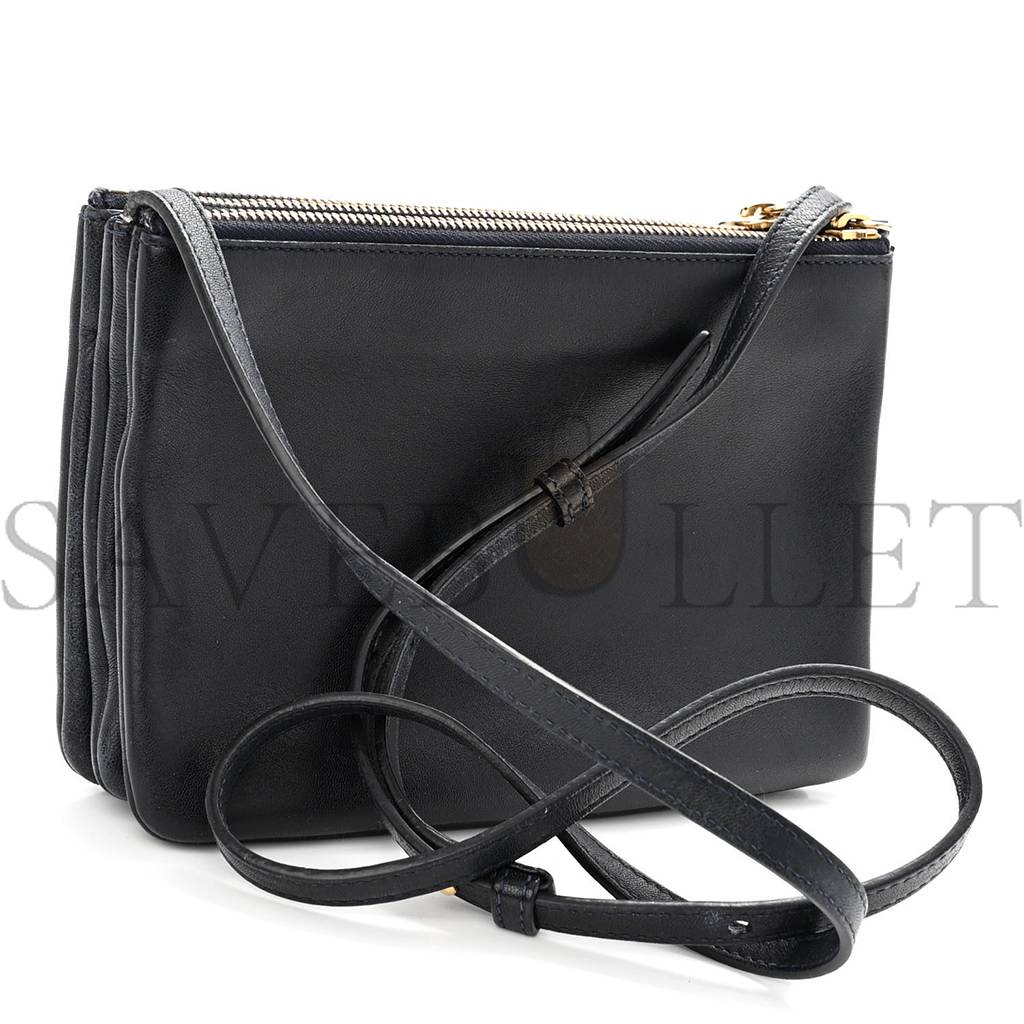 Ce**e lambskin small trio crossbody bag black (22*15*3cm)