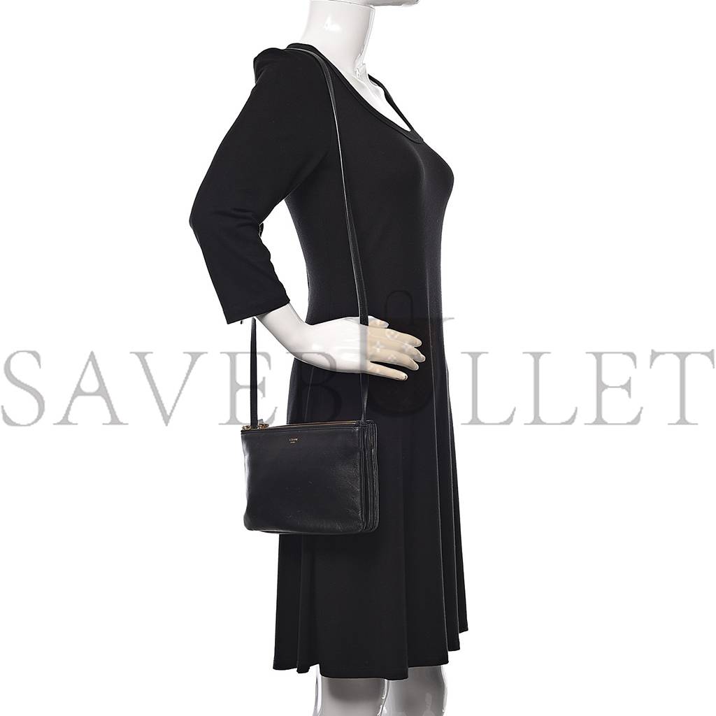 Ce**e lambskin small trio crossbody bag black (22*15*4cm)v