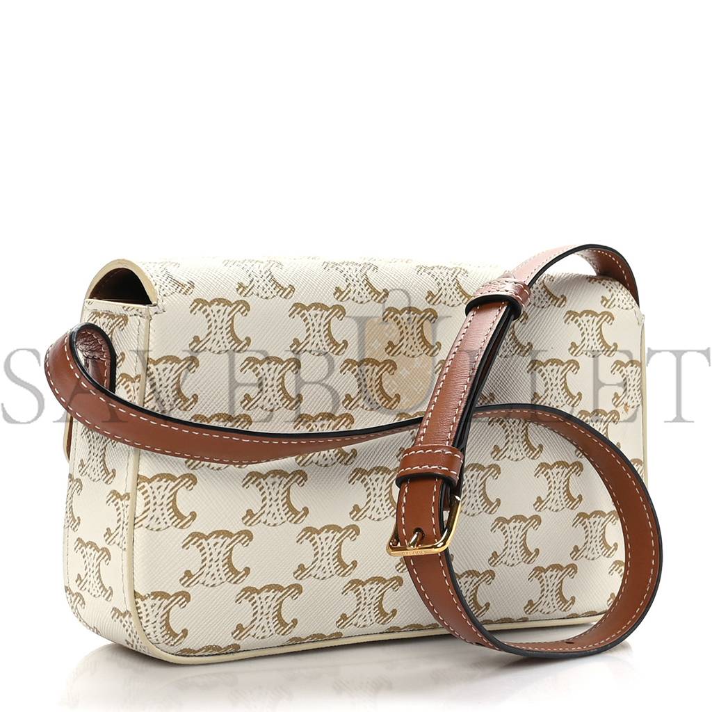 Ce**e canvas calfskin triomphe shoulder bag white (21*11*5cm)