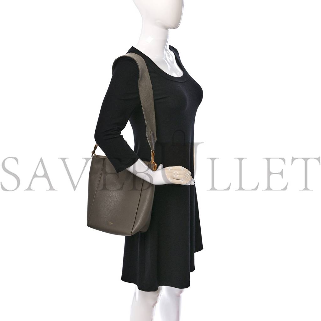 Ce**e soft grained calfskin small sangle bucket bag taupe (25*18*12cm)