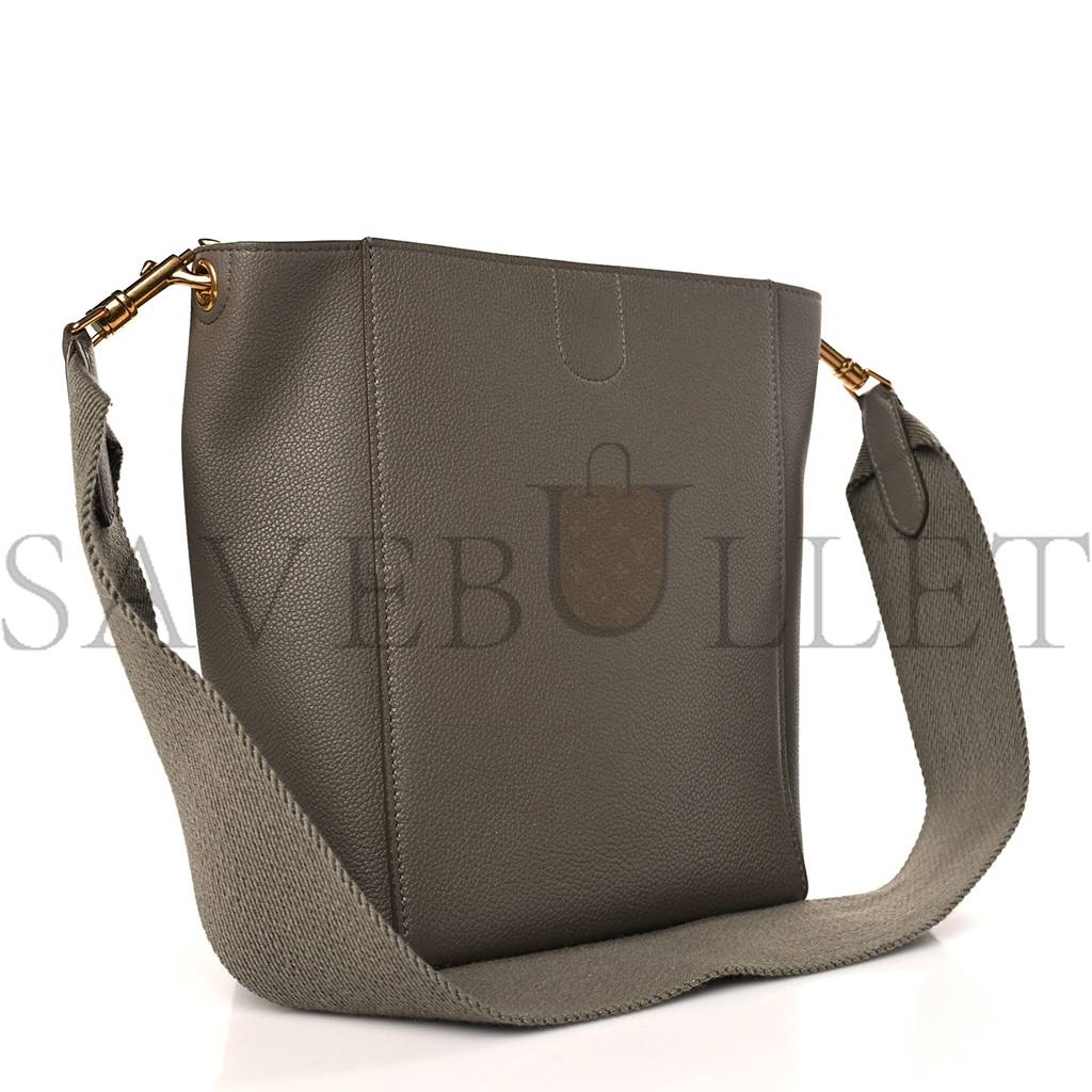 Ce**e soft grained calfskin small sangle bucket bag taupe (25*18*12cm)