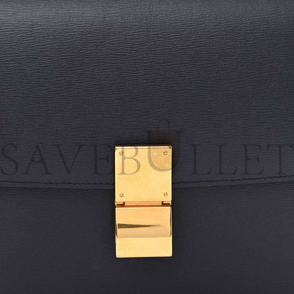 Ce**e liege calfskin medium classic box flap bag dark blue (23*18*6cm)