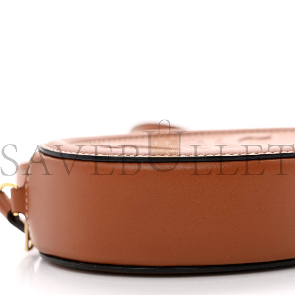 Ce**e smooth calfskin cuir triomphe oval crossbody purse tan (16*12*4cm)