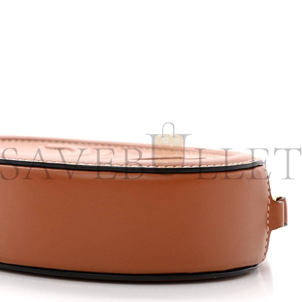 Ce**e smooth calfskin cuir triomphe oval crossbody purse tan (16*12*4cm)