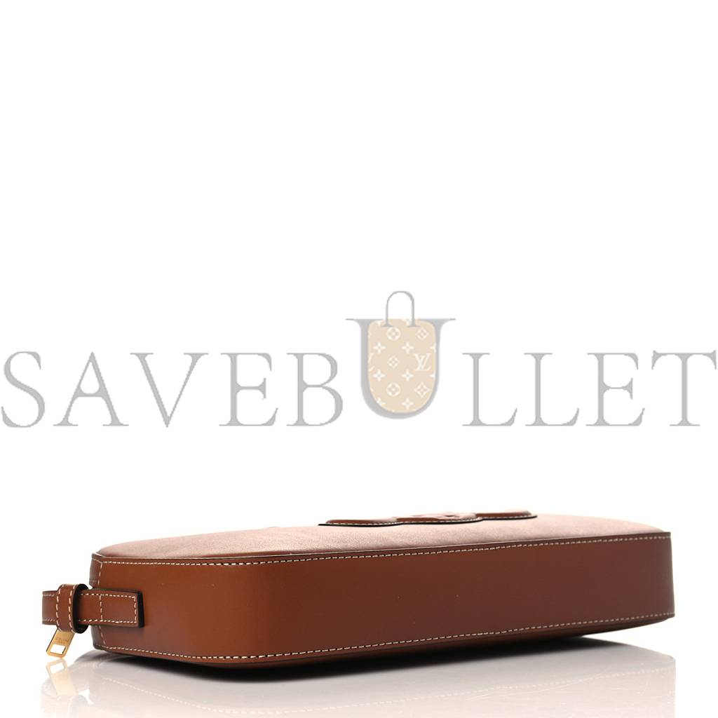 Ce**e smooth calfskin cuir triomphe camera shoulder bag tan (27*13*4cm)