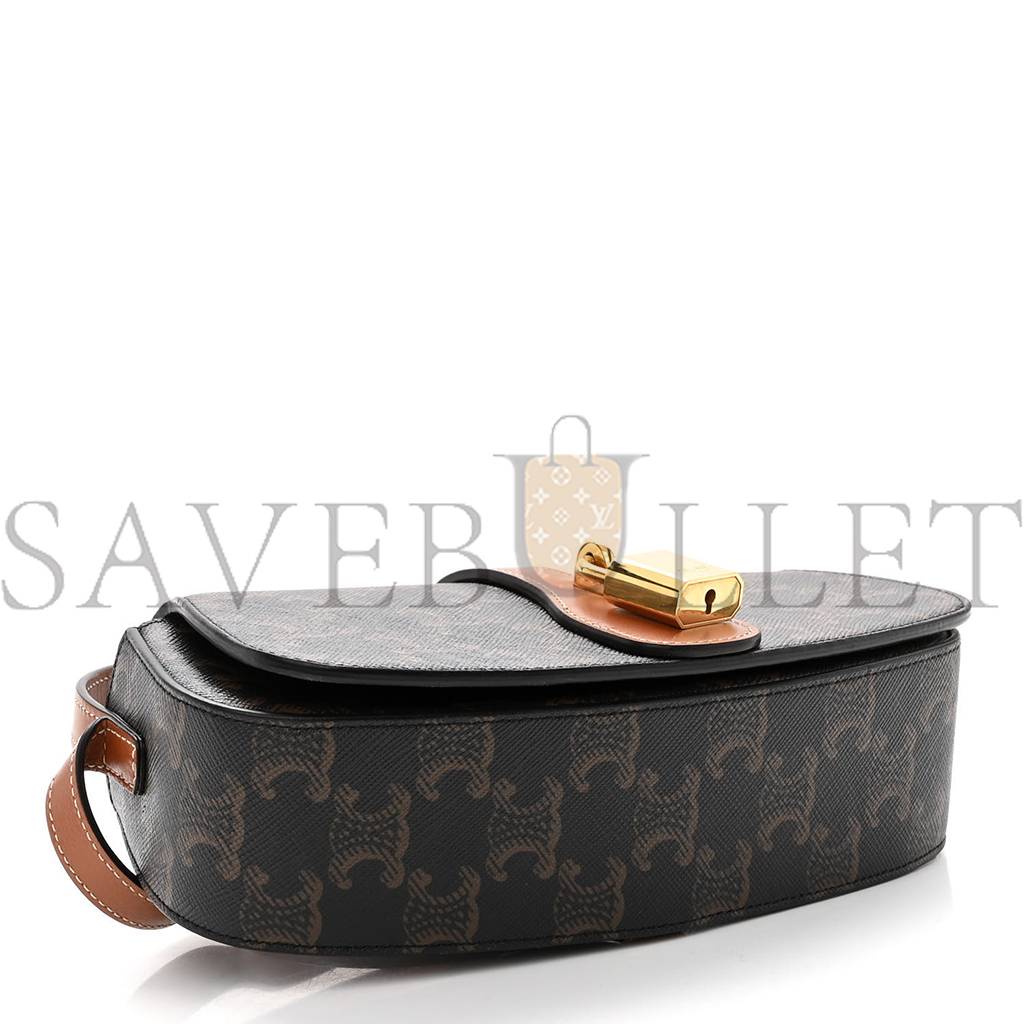 Ce**e triomphe canvas calfskin tabou clutch on strap tan (20*9*5cm)