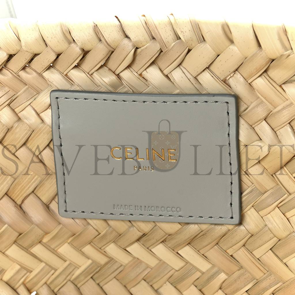 Ce**e raffia calfskin triomphe medium panier soft blue (25*25*13cm)